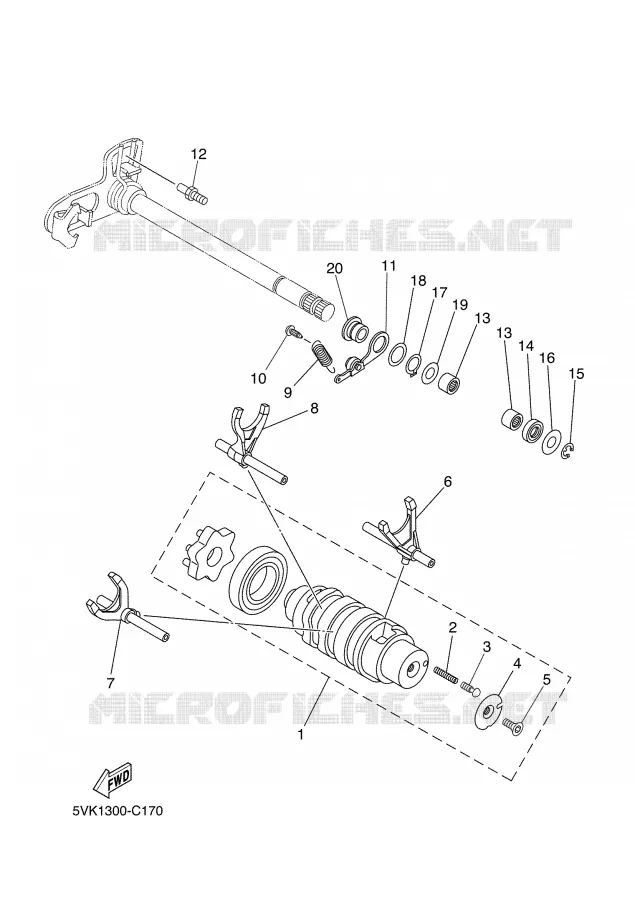 GEAR SHIFT SELECTOR DRUM / FORKS Yamaha MOTO 660 2007 XTX  XT660X