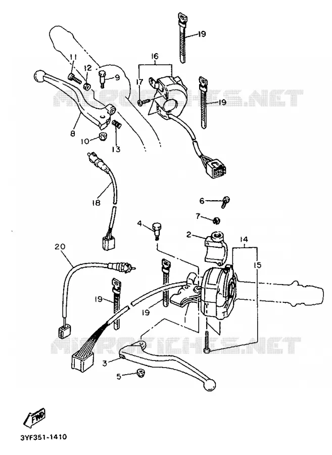 HANDLEBAR & CABLES Yamaha MOTO 660 1993 TENERE  XTZ660