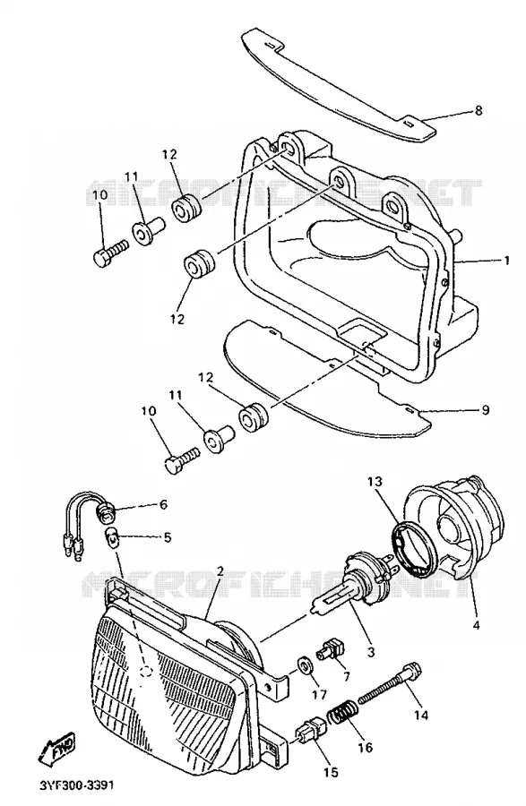 HEADLIGHT Yamaha MOTO 660 1993 TENERE  XTZ660