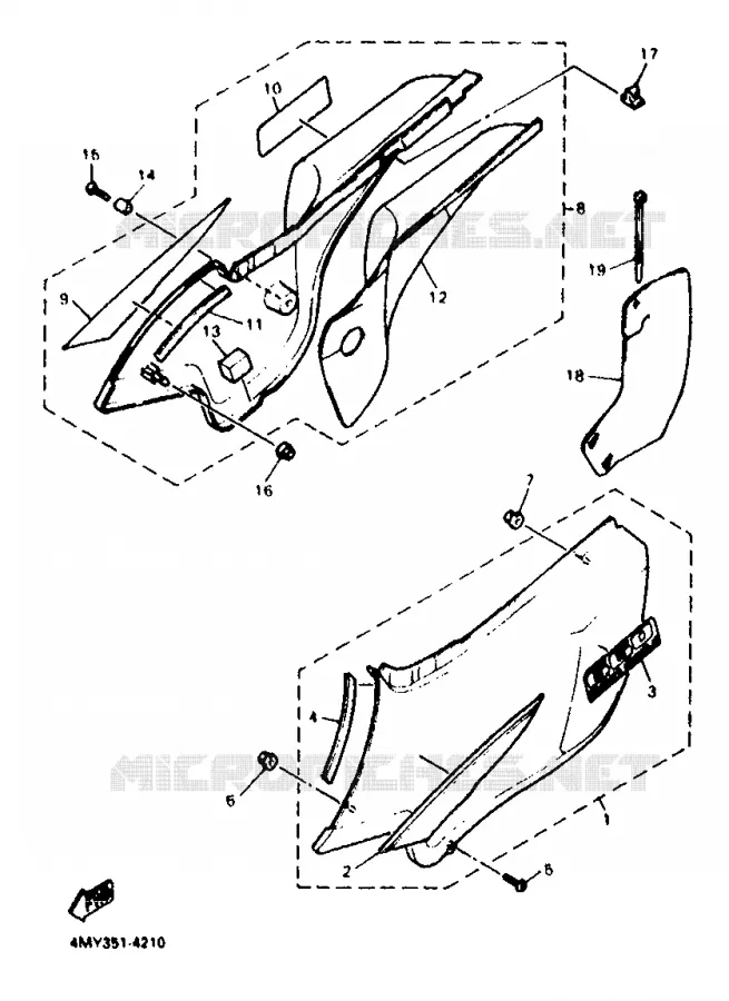 SIDE COVER - OIL TANK Yamaha MOTO 660 1996 TENERE  XTZ660