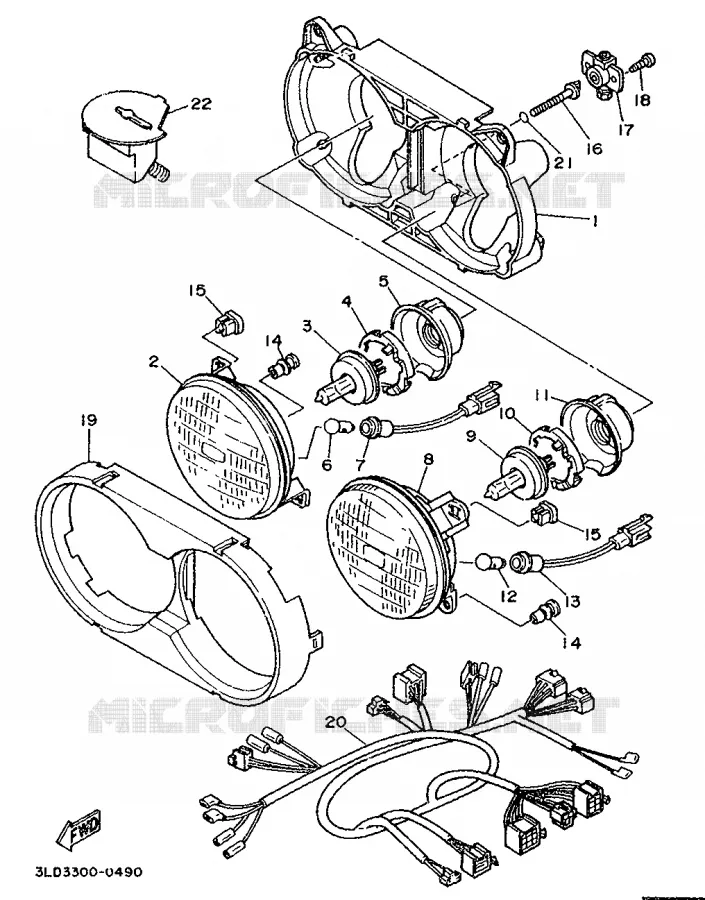 ALTERNATIVE HEADLIGHT - FOR ENGLAND Yamaha MOTO 750 1992 SUPERTENERE  XTZ750