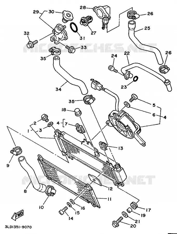 RADIATOR / HOSES Yamaha MOTO 750 1992 SUPERTENERE  XTZ750