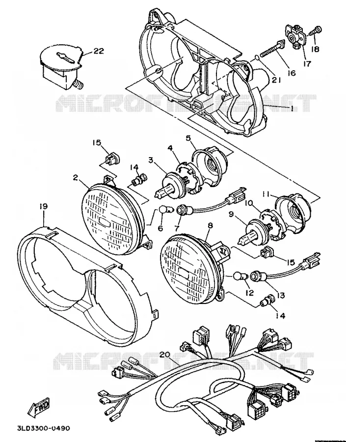 ALTERNATIVE HEADLIGHT - FOR ENGLAND Yamaha MOTO 750 1993 SUPERTENERE  XTZ750
