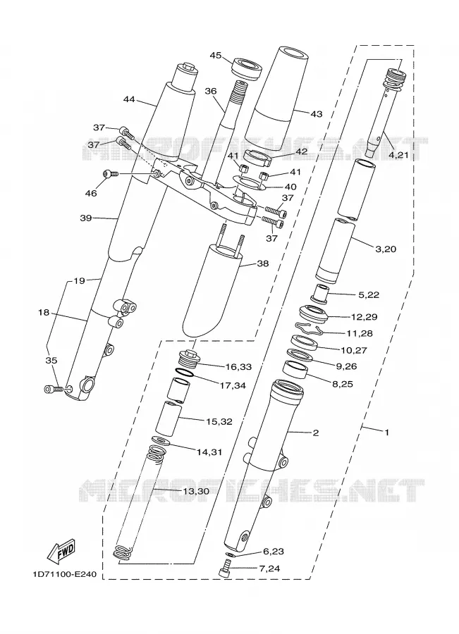 FRONT FORK Yamaha MOTO 1900 2008 MIDNIGHT STAR  XV1900A