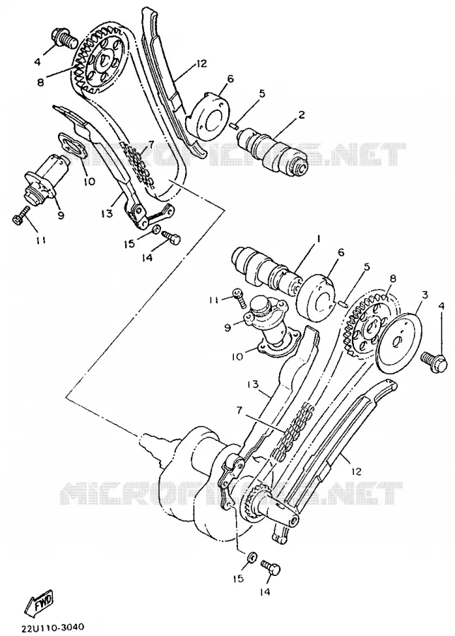 CAMSHAFT / TIMING CHAIN Yamaha MOTO 535 1994 VIRAGO  XV535