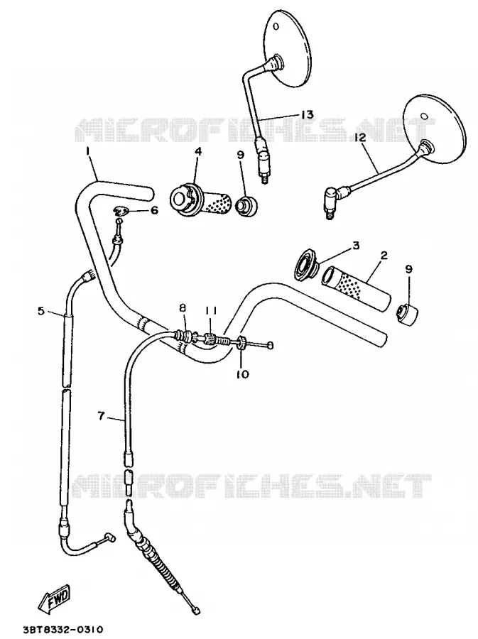 HANDLEBAR & CABLES - HIGH HANDLEBAR Yamaha MOTO 535 1994 VIRAGO  XV535