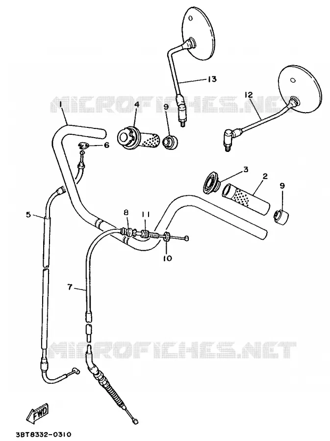 HANDLEBAR & CABLES - HIGH HANDLEBAR Yamaha MOTO 535 1994 VIRAGO  XV535