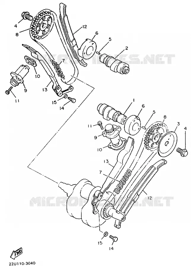 CAMSHAFT / TIMING CHAIN Yamaha MOTO 535 1994 VIRAGO  XV535