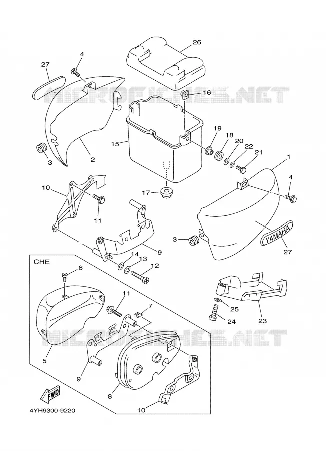 SIDE COVER Yamaha MOTO 535 2000 VIRAGO  XV535