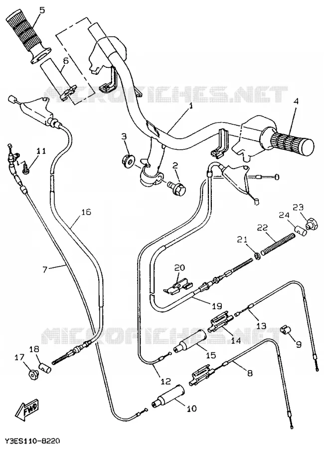 HANDLEBAR & CABLES Yamaha SCOOTER 50 1990 BOOSTER  CW50T