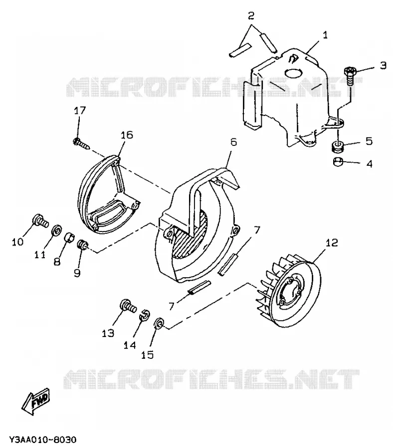 AIR SHROUD & FAN Yamaha SCOOTER 50 1990 BOOSTER  CW50T