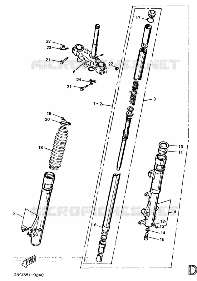 FRONT FORK Yamaha MOTO 125 1989 DT  DT125