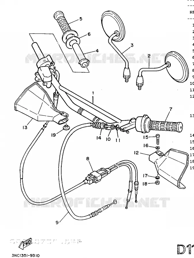 HANDLEBAR & CABLES Yamaha MOTO 125 1989 DT  DT125