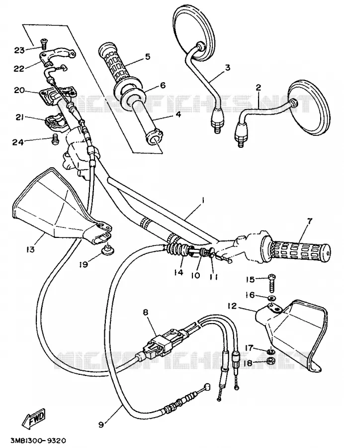 HANDLEBAR & CABLES Yamaha MOTO 125 1990 DTE  DT125E