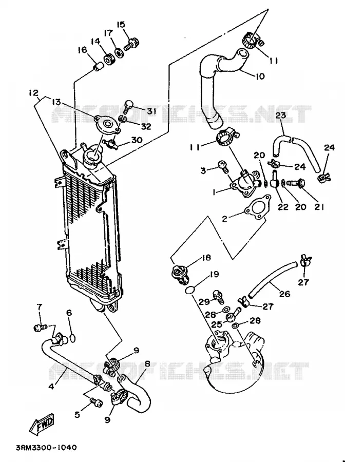 RADIATOR / HOSES Yamaha MOTO 125 1994 DTE  DT125E
