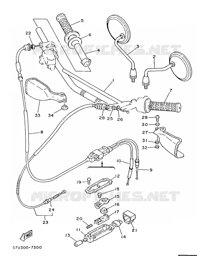 HANDLEBAR & CABLES Yamaha MOTO 125 1987 DTLC  DT125LC