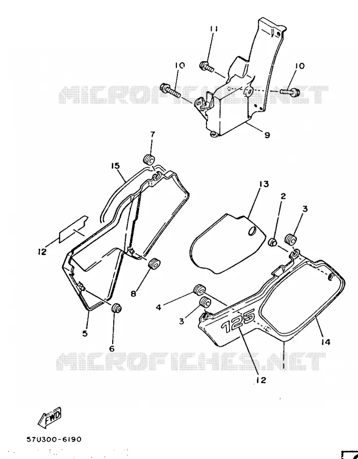 SIDE COVER Yamaha MOTO 125 1986 DTLC  DT125LCF (22PS)