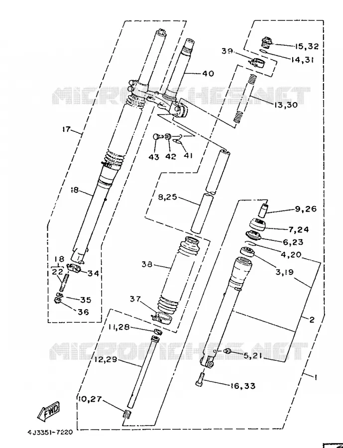 FRONT FORK Yamaha MOTO 125 1987 DTMX  DT125MX