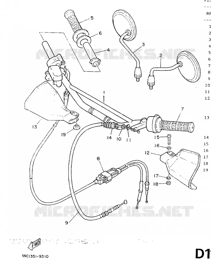 HANDLEBAR & CABLES Yamaha MOTO 125 1989 DTR  DT125R