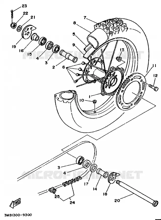 REAR WHEEL Yamaha MOTO 125 1993 DTR  DT125R
