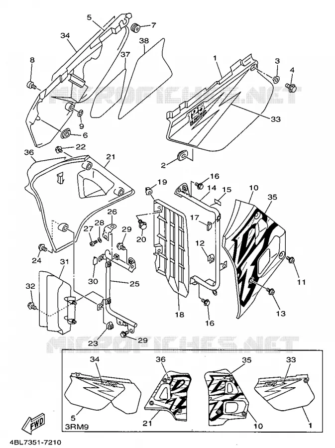 SIDE COVER Yamaha MOTO 125 1997 DTR  DT125R