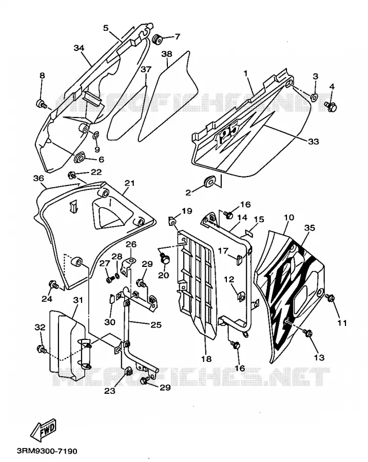 SIDE COVER Yamaha MOTO 125 1997 DTR  DT125R