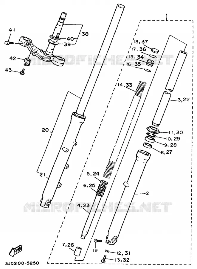 FRONT FORK Yamaha MOTO 535 1996 VIRAGO  XV535 (UP)