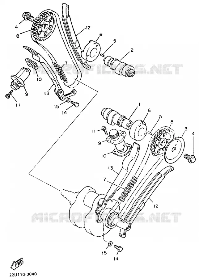 CAMSHAFT / TIMING CHAIN Yamaha MOTO 535 1994 VIRAGO  XV535S