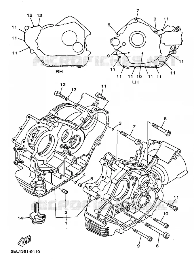 CRANKCASE Yamaha MOTO 1100 1999 DRAGSTAR  XVS1100