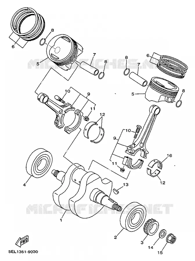 CRANKSHAFT / PISTON Yamaha MOTO 1100 1999 DRAGSTAR  XVS1100