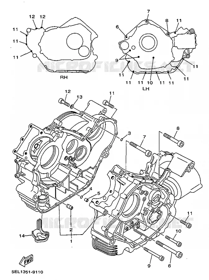 CRANKCASE Yamaha MOTO 1100 1999 DRAGSTAR  XVS1100