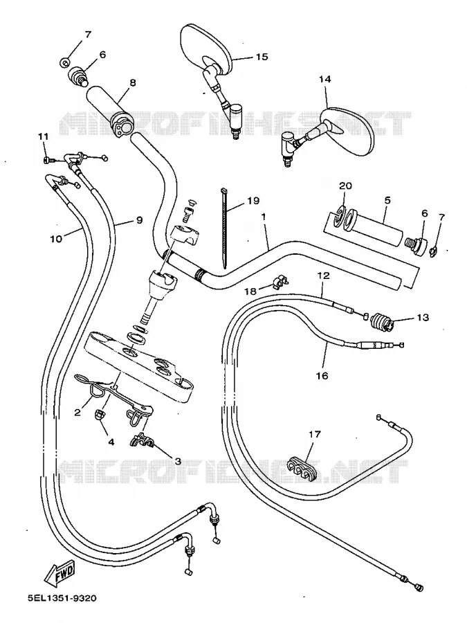 HANDLEBAR & CABLES Yamaha MOTO 1100 1999 DRAGSTAR  XVS1100