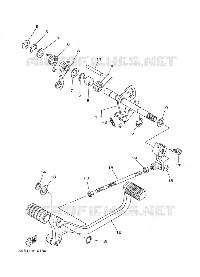 GEAR SHIFT SHAFT / LEVER Yamaha MOTO 1100 2000 DRAGSTAR  XVS1100A