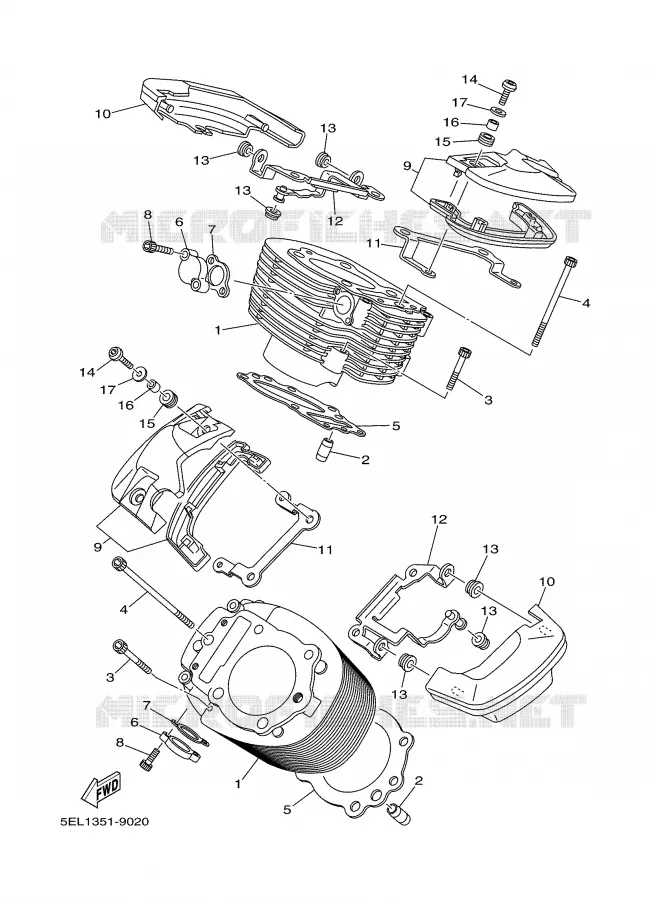 CYLINDER Yamaha MOTO 1100 2001 DRAGSTAR  XVS1100A