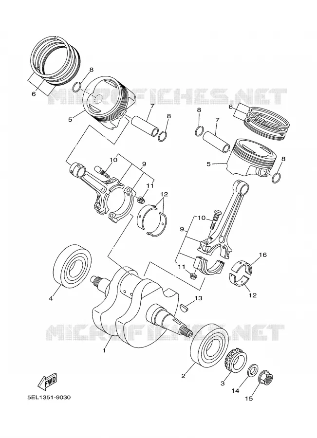 CRANKSHAFT / PISTON Yamaha MOTO 1100 2005 DRAGSTAR  XVS1100A
