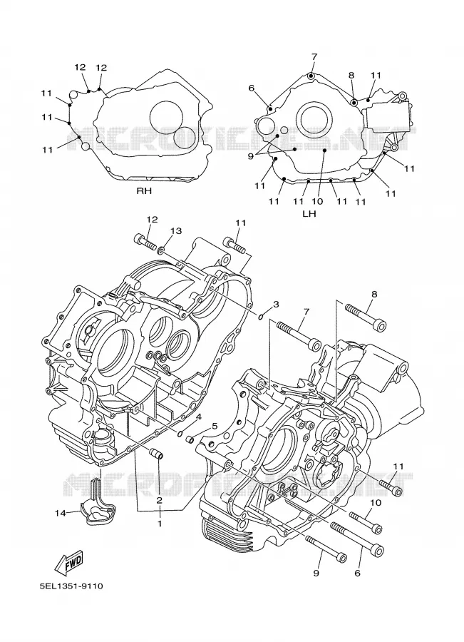 CRANKCASE Yamaha MOTO 1100 2006 DRAGSTAR  XVS1100A