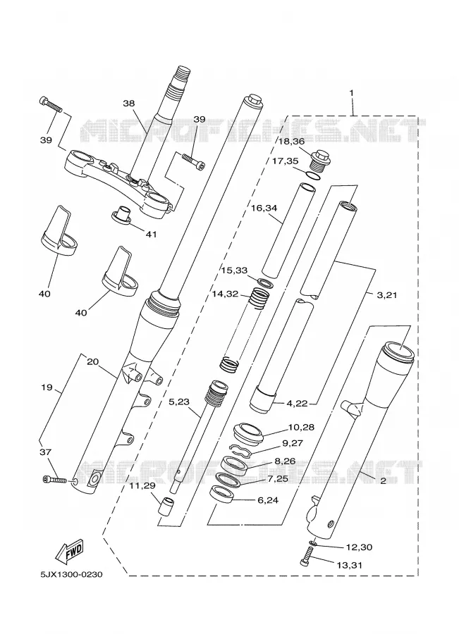 FRONT FORK Yamaha MOTO 125 2002 DRAGSTAR  XVS125