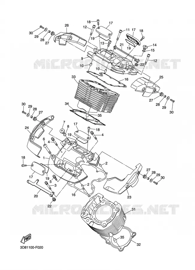 CYLINDER Yamaha MOTO 1300 2007 MIDNIGHT STAR  XVS1300A