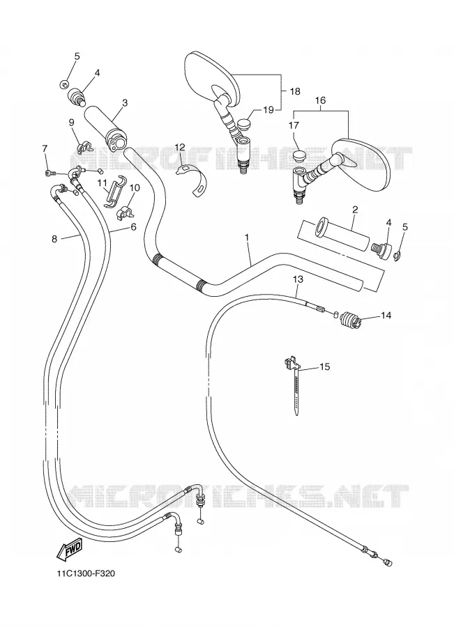HANDLEBAR & CABLES Yamaha MOTO 1300 2007 MIDNIGHT STAR  XVS1300A