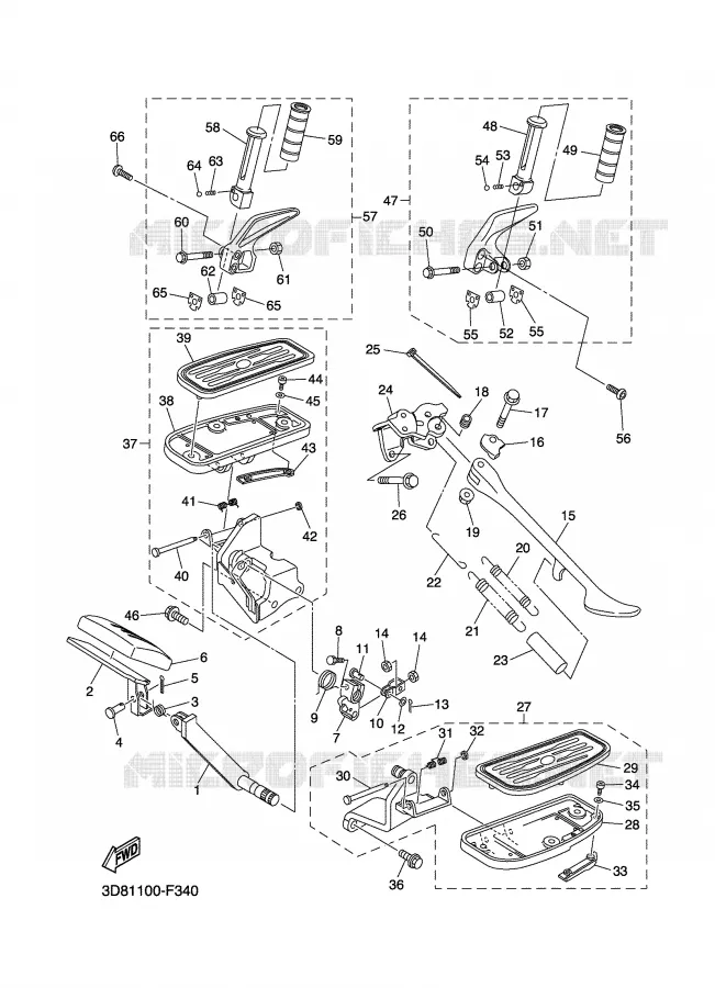 STAND / FOOTREST Yamaha MOTO 1300 2007 MIDNIGHT STAR  XVS1300A