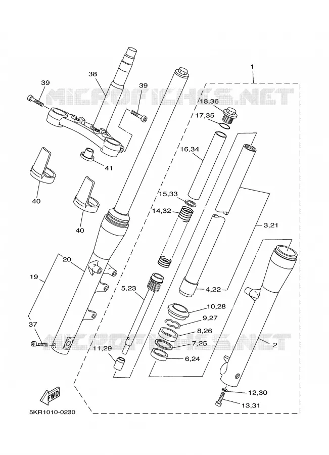 FRONT FORK Yamaha MOTO 250 2001 DRAGSTAR  XVS250