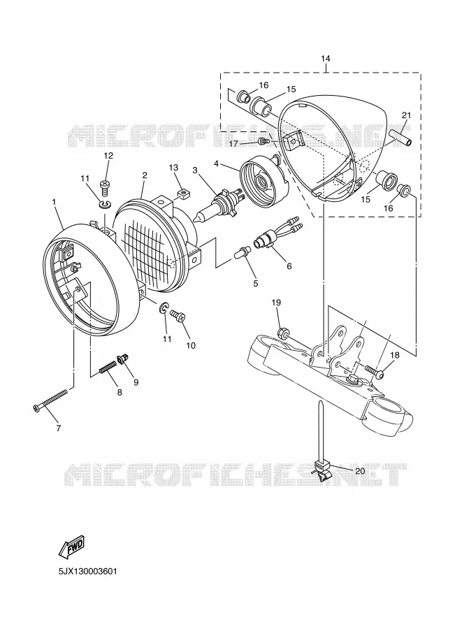 HEADLIGHT Yamaha MOTO 250 2001 DRAGSTAR  XVS250