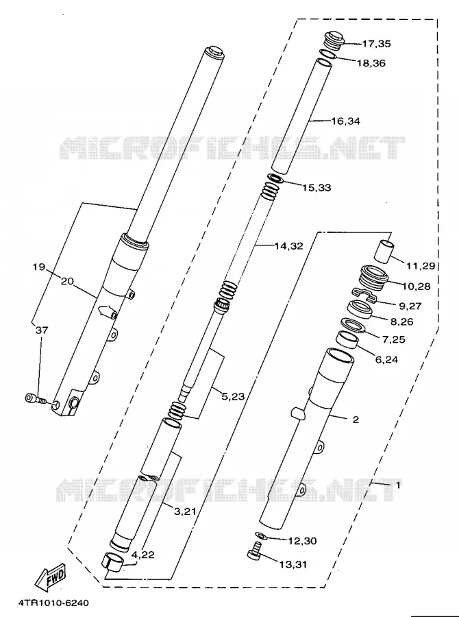 FRONT FORK Yamaha MOTO 650 1997 DRAGSTAR  XVS650
