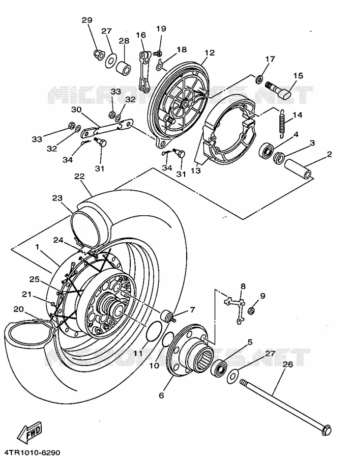 REAR WHEEL Yamaha MOTO 650 1997 DRAGSTAR  XVS650