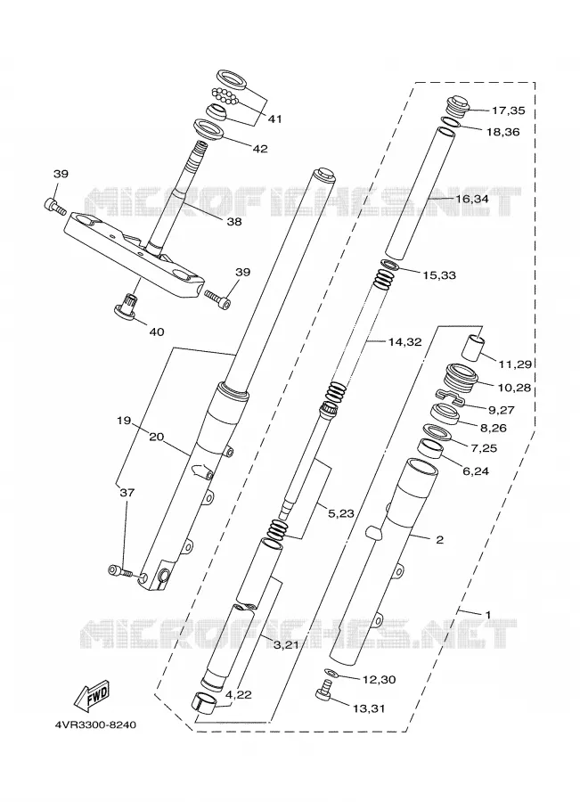 FRONT FORK Yamaha MOTO 650 2000 DRAGSTAR  XVS650