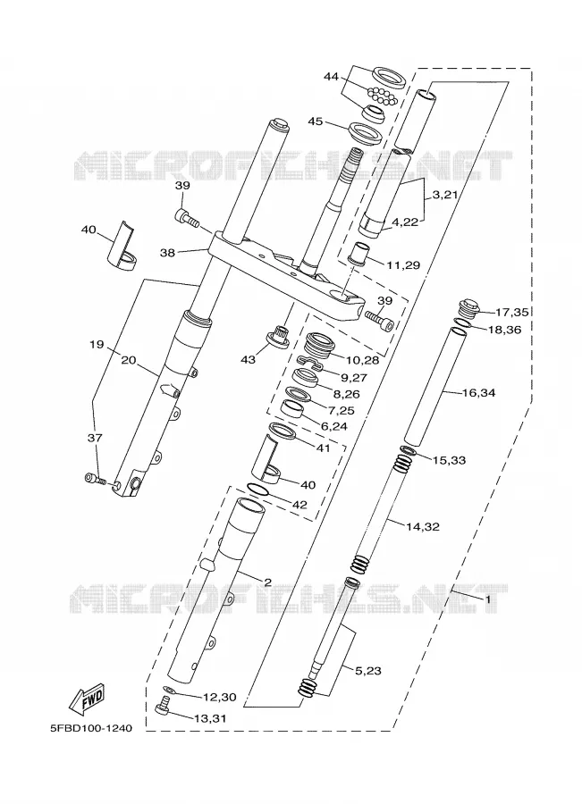 FRONT FORK Yamaha MOTO 650 2002 DRAGSTAR  XVS650