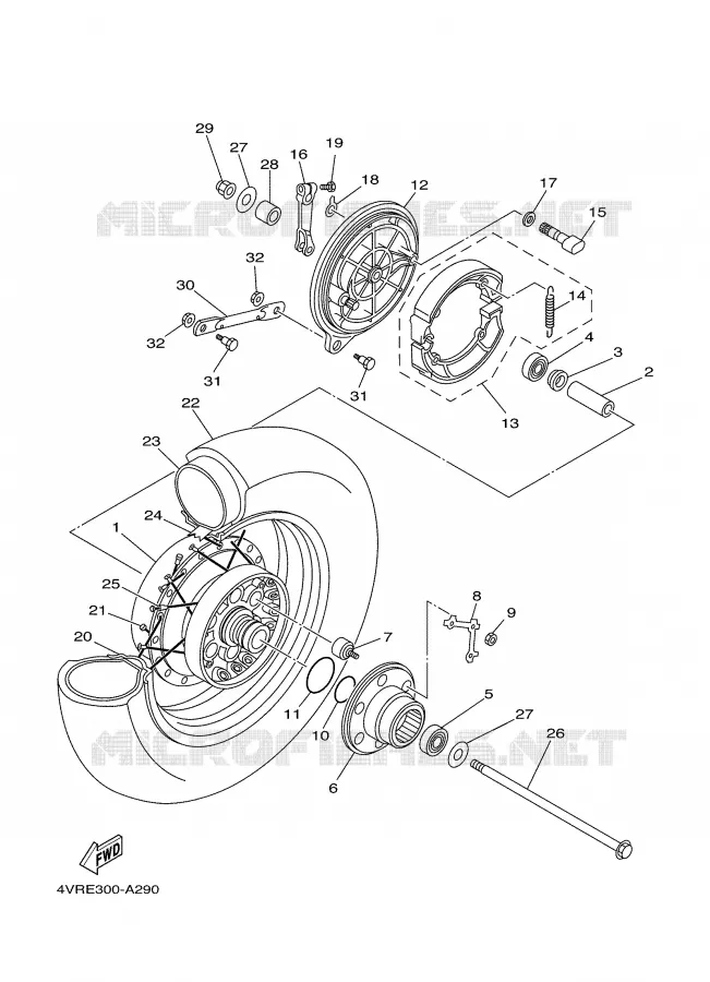 REAR WHEEL Yamaha MOTO 650 2002 DRAGSTAR  XVS650