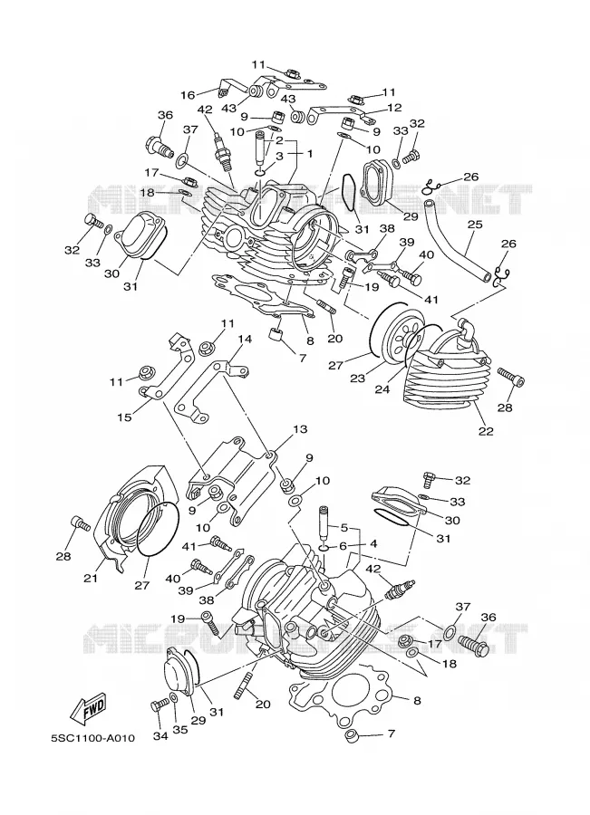 CYLINDER HEAD  Yamaha MOTO 650 2002 DRAGSTAR  XVS650A