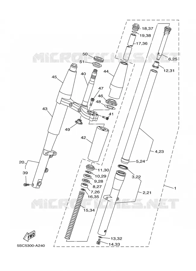 FRONT FORK Yamaha MOTO 650 2005 DRAGSTAR  XVS650A