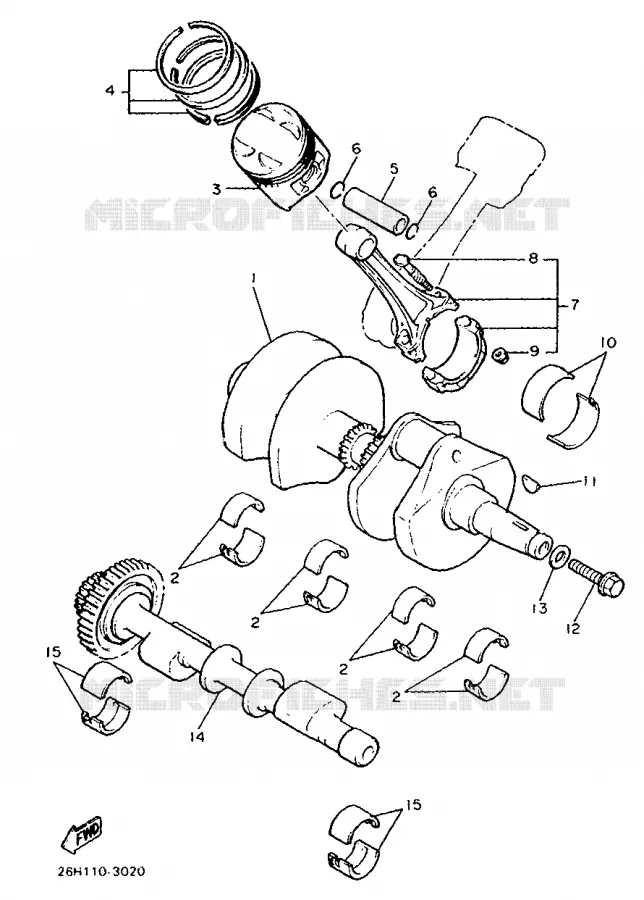 CRANKSHAFT / PISTON Yamaha MOTO 1300 1988 ROYALE VENTURE  XVZ12TD